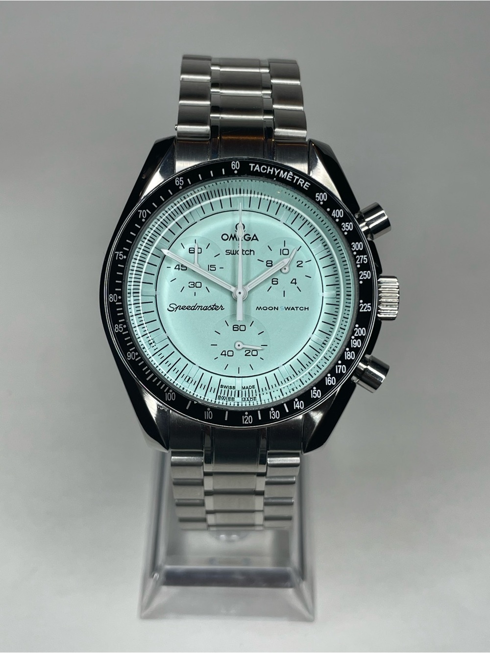 Swatch Speedmaster MoonSwatch Stainless Steel Blue Dial Custom Made Mod Watch